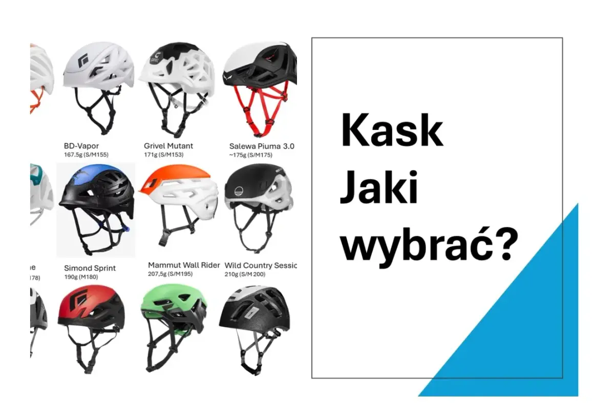 Różne modele kasków górskich: BD-Vapor, Grivel Mutant, Salewa Piuma 3.0, Simond Sprint, Mammut Wall Rider, Wild Country Sessic. Jaki kask w góry wybrać?