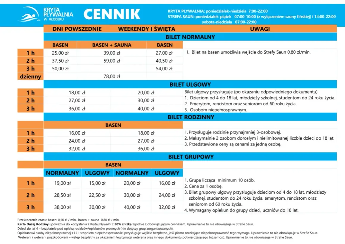 Cennik Krytej Pływalni. Sprawdź, ile kosztuje budowa basenu w ziemi, czyli ceny biletów normalnych, ulgowych, rodzinnych i grupowych.