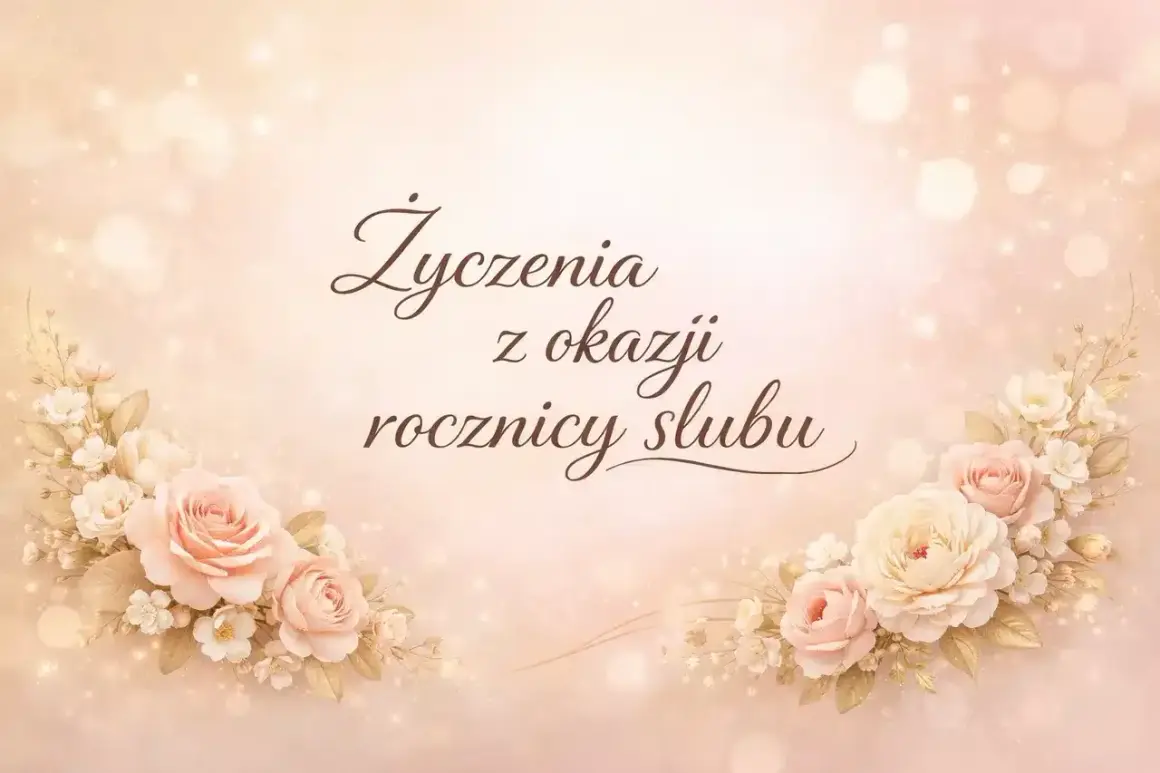 Eleganckie życzenia na 25 lecie ślubu. Delikatne róże i pastelowe tło tworzą romantyczną atmosferę.
