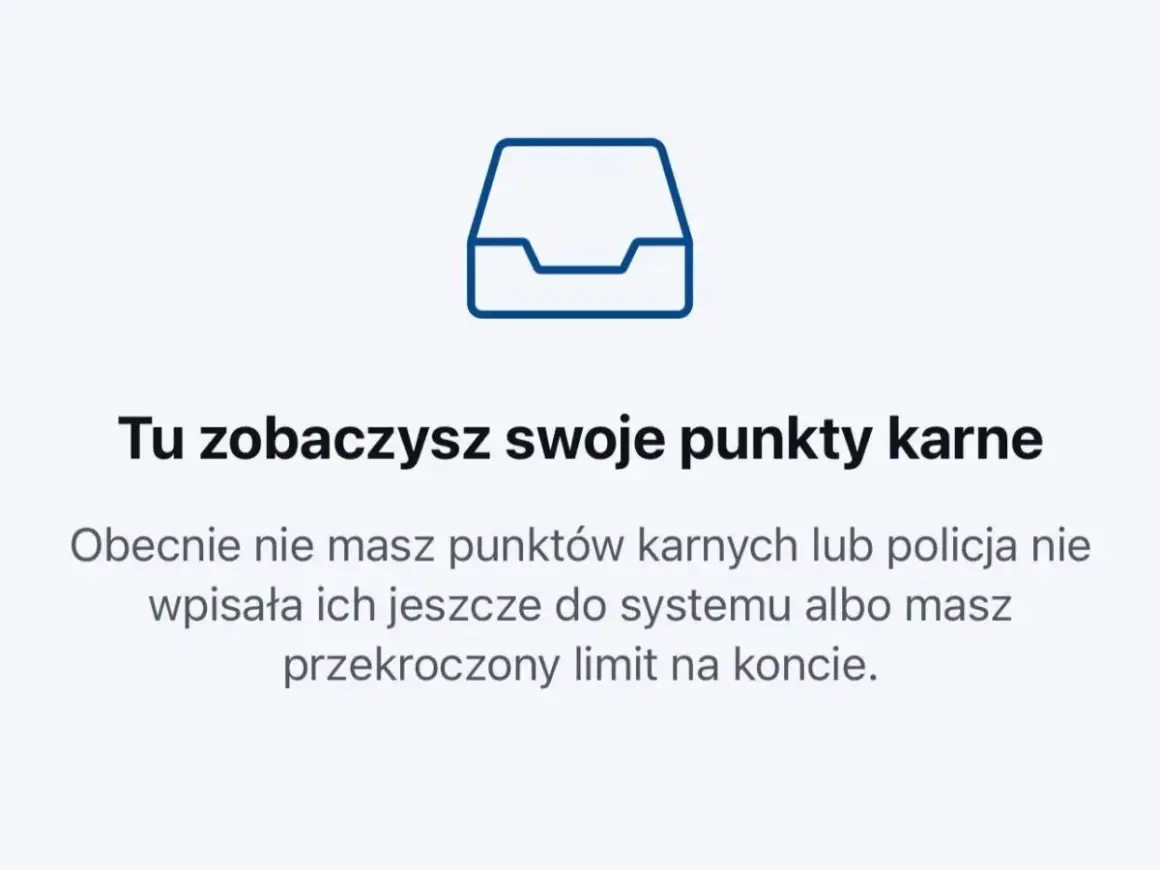 Tu sprawdzisz, ile można mieć punktów karnych. Obecnie nie masz żadnych lub przekroczyłeś limit.
