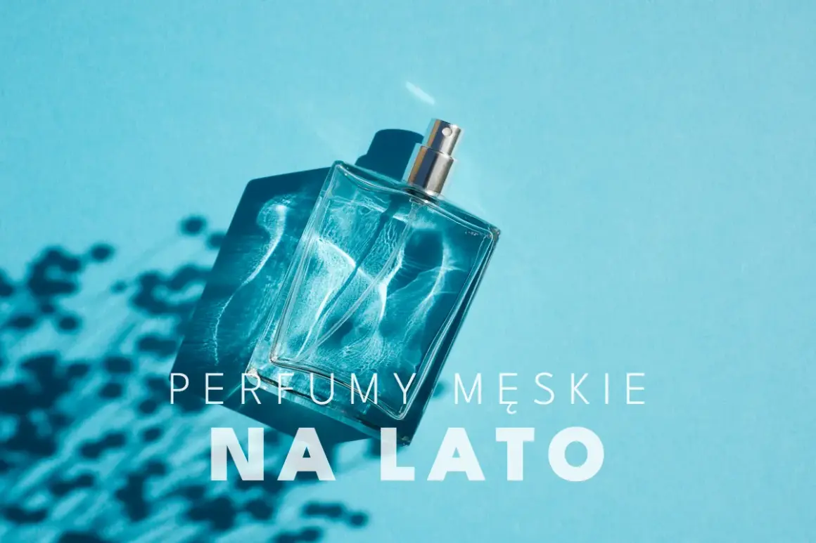 Szklana butelka wody toaletowej męskiej na letnie dni. Czysty zapach na upalne chwile.