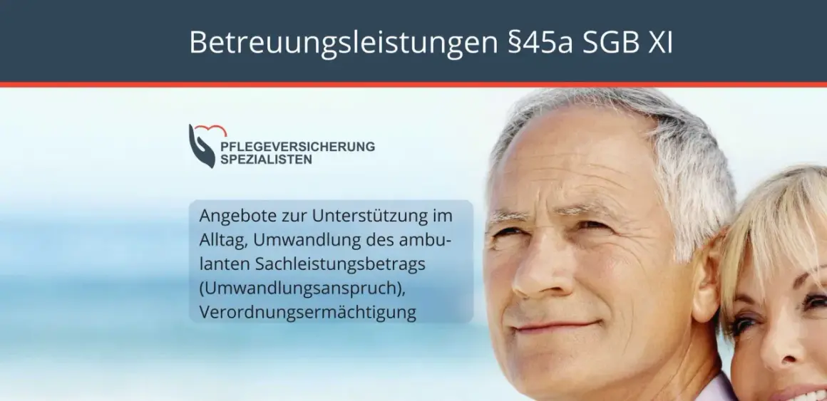 Betreuungsleistungen nach §45a SGB XI für Senioren. Pflegeversicherungsspezialisten bieten Unterstützung im Alltag.