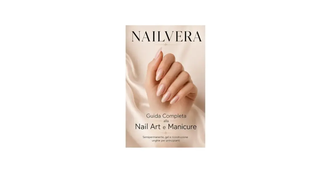 Mano con unghie perfette e smalto semipermanente color nude, su sfondo di seta. Guida completa alla Nail Art e Manicure.