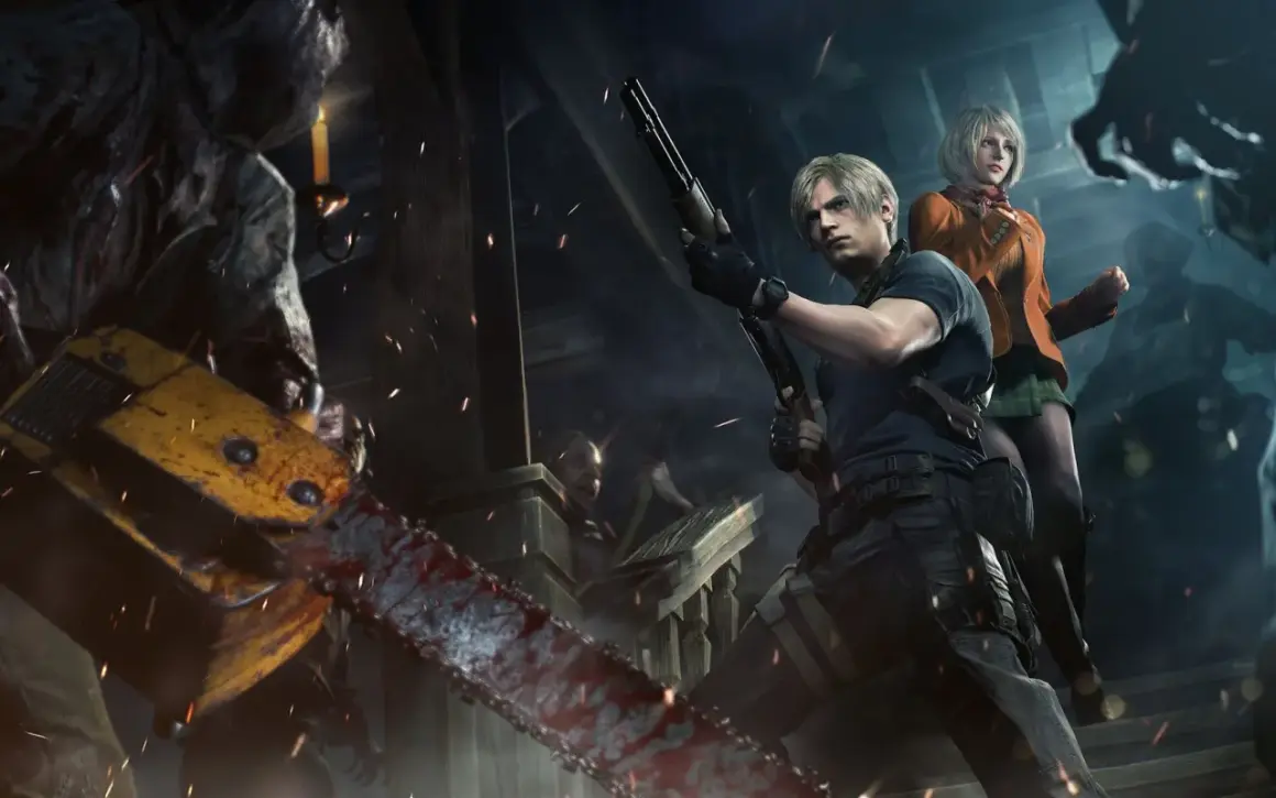 Leon i Ashley uciekają przed piłą mechaniczną w Resident Evil 4 Remake - premiera gry już wkrótce!