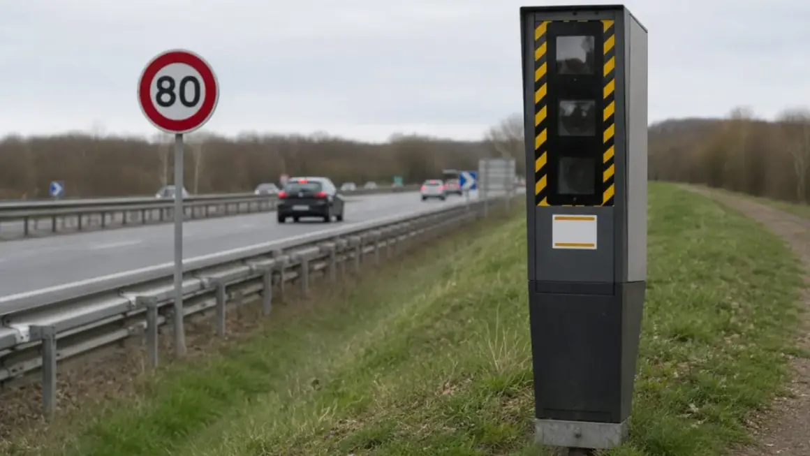 Un radar discriminant veille sur la route, rappelant la limite de 80 km/h.