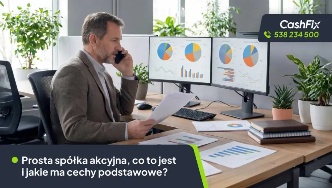 Mężczyzna rozmawia przez telefon, analizując wykresy. Czy prosta spółka akcyjna to dobry wybór dla Twojego biznesu?
