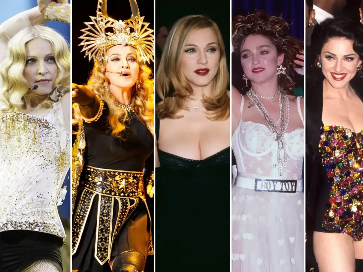 Madonna w stylizacjach ikony lat 80. – od scenicznych kostiumów po klasyczne kreacje.