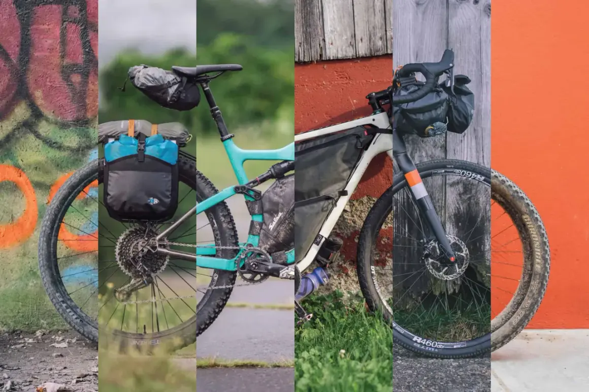 Dwa rowery gotowe na przygodę bike packing. Jeden z sakwami z tyłu, drugi z torbą na kierownicy i ramie.