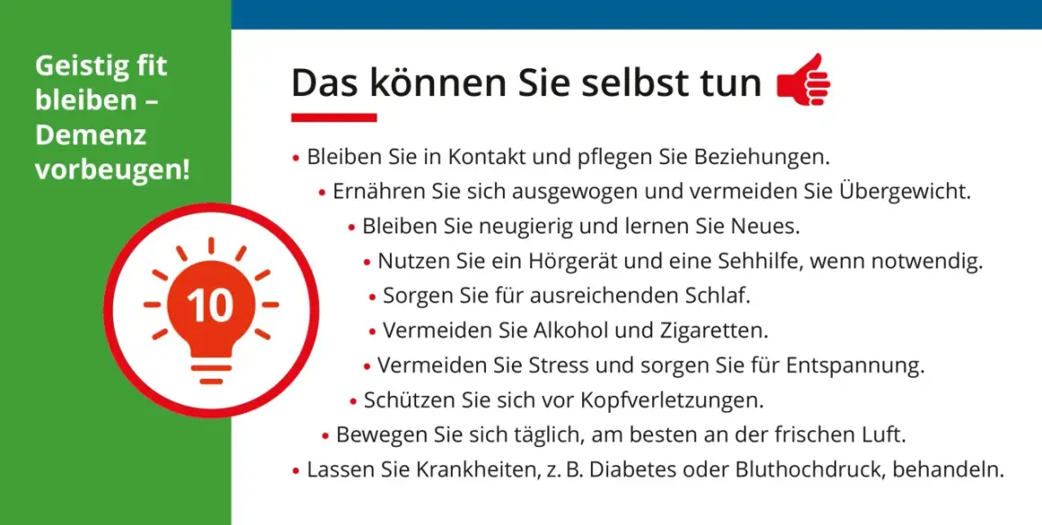 Tipps zur Demenzprävention: So bleiben Sie geistig fit. Auch wenn Alzheimer ist heilbar, ist Vorbeugung wichtig.