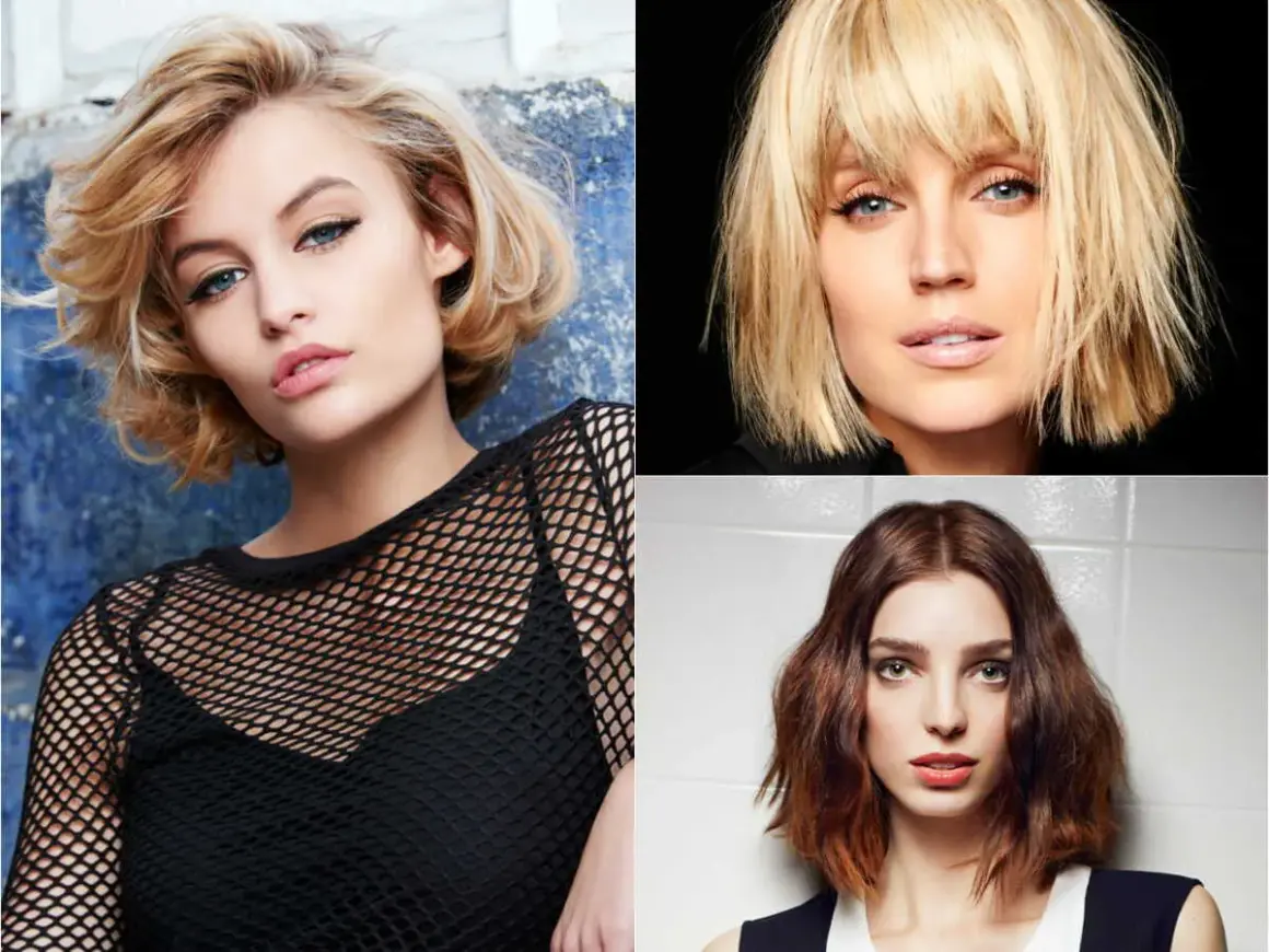 Trois femmes arborent un carré court stylé : blond dégradé, blond effilé et châtain ondulé.