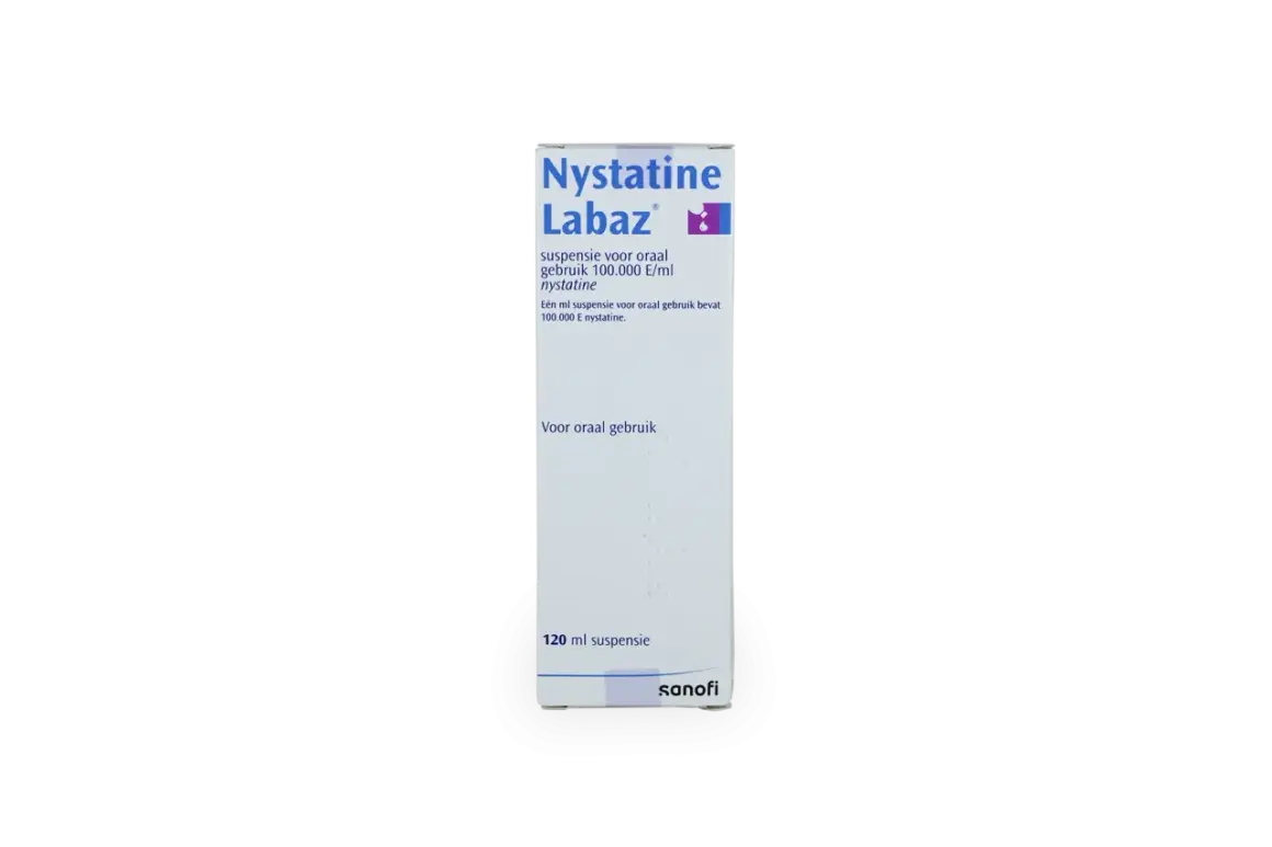 Opakowanie leku Nystatine Labaz w formie zawiesiny doustnej.