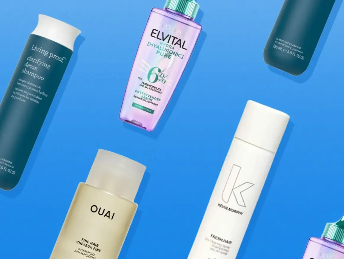 Verschiedene Shampoos und Sprays, die helfen, extrem fettige Haare zu bekämpfen.