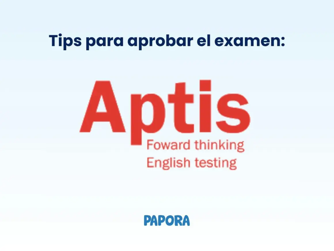 Tips para aprobar el examen Aptis. Logo de Papora.
