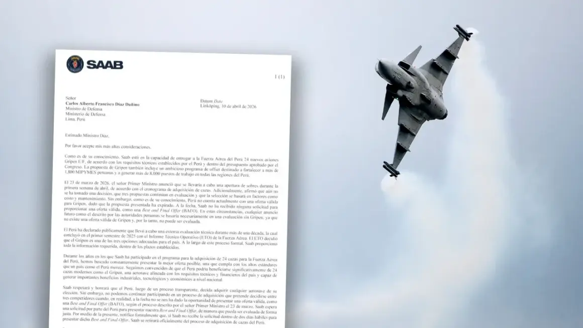 Saab Gripen-plan som flyger i luften. Ett brev från Saab om ett potentiellt Saab space-projekt.