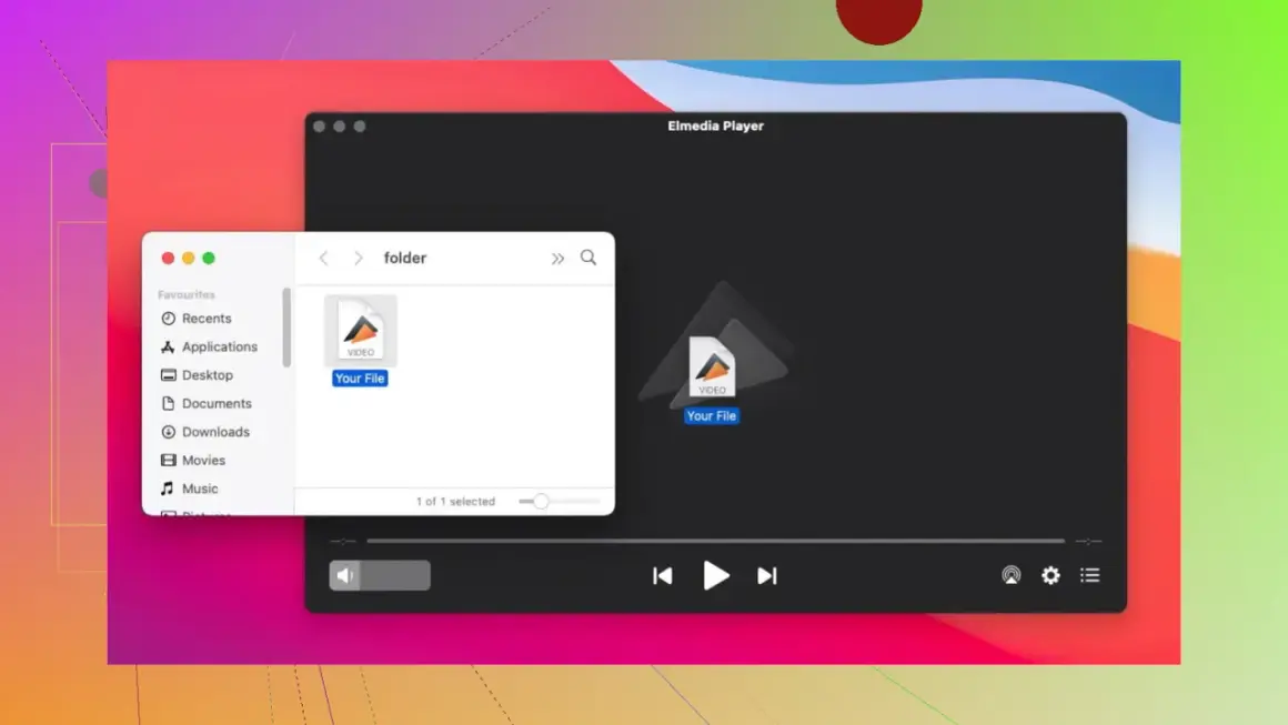 Elmedia Player shows a folder with a video file, demonstrating how to play your mkv lossless files.