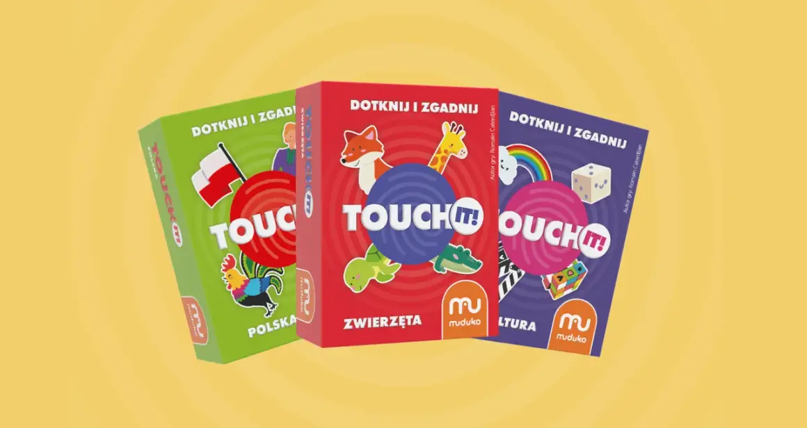 Trzy gry "Dotknij i zgadnij" od Muduko: "Polska", "Zwierzęta" i "Kultura". Zachęcają do zabawy i odkrywania świata, wystarczy je dotknij!