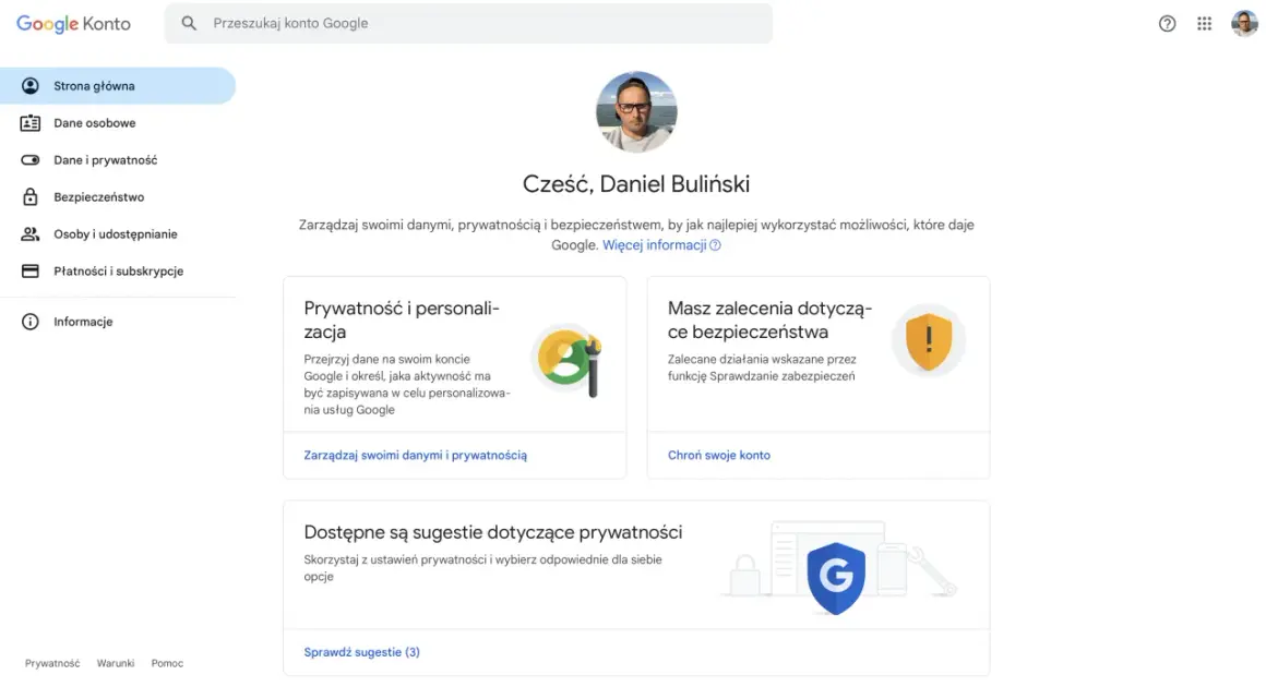 Chcesz wiedzieć, jak usunąć konto Google? Na stronie zarządzania kontem Google znajdziesz opcje dotyczące prywatności i bezpieczeństwa.