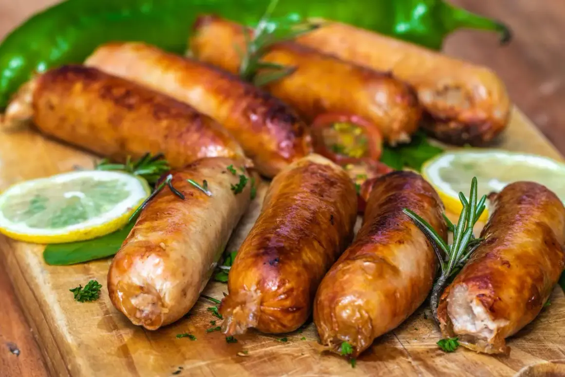 Złociste kiełbaski dojrzewające, idealne do grillowania lub smażenia. Podane z cytryną, pomidorkami i rozmarynem. Pyszne i proste w przygotowaniu!