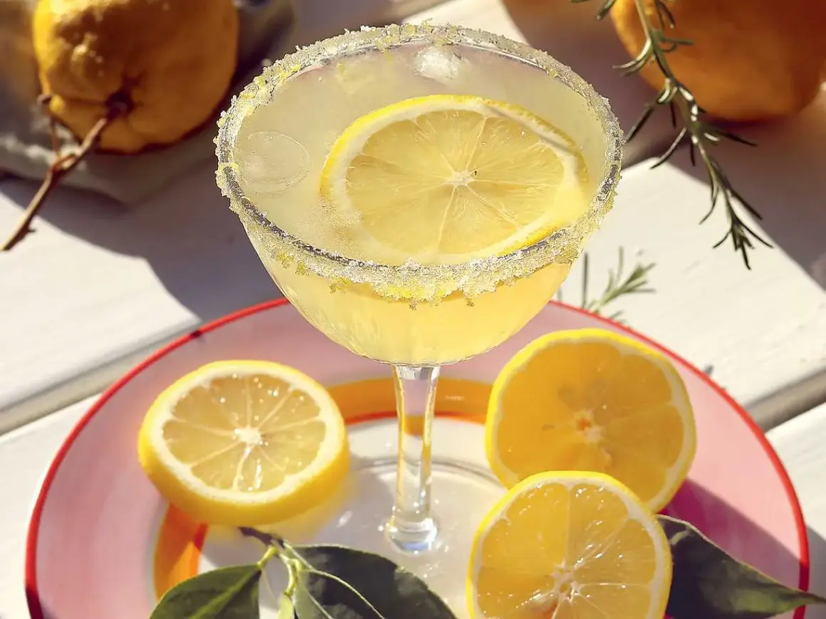 En läcker margarita med citronsocker på glaskanten. Perfekt för ett somrigt margarita recept.