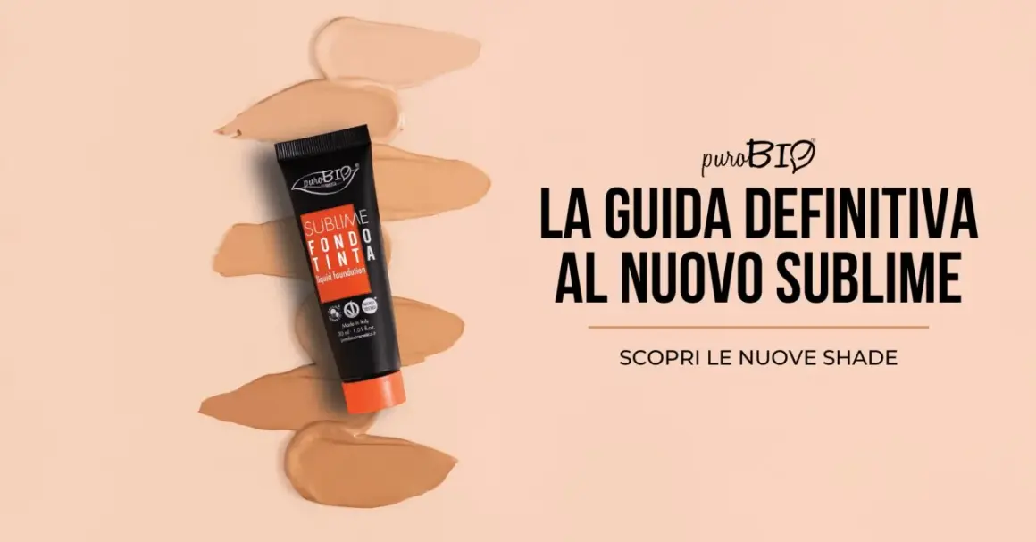 Tubo di fondotinta puroBIO con campioni di colore. Scopri il fondotinta sottotono freddo perfetto per te.