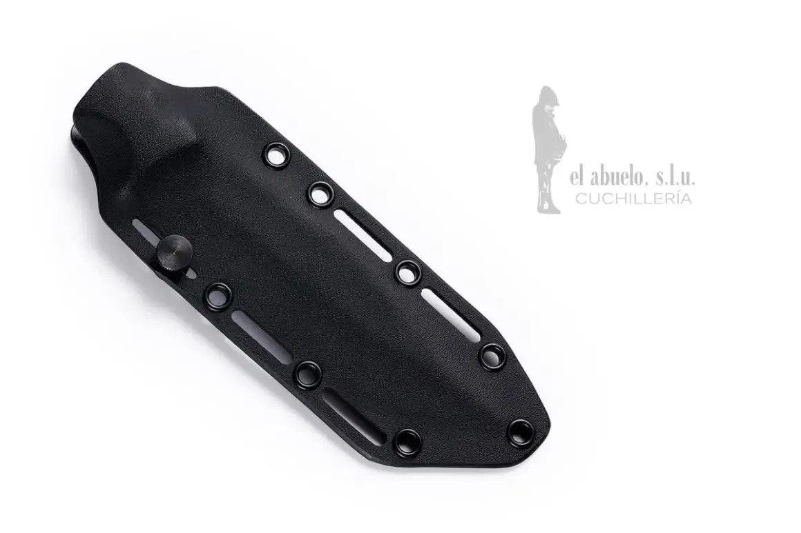 Funda negra para cuchillos a medida, con remaches y tornillo de sujeción. Ideal para proteger tu herramienta.