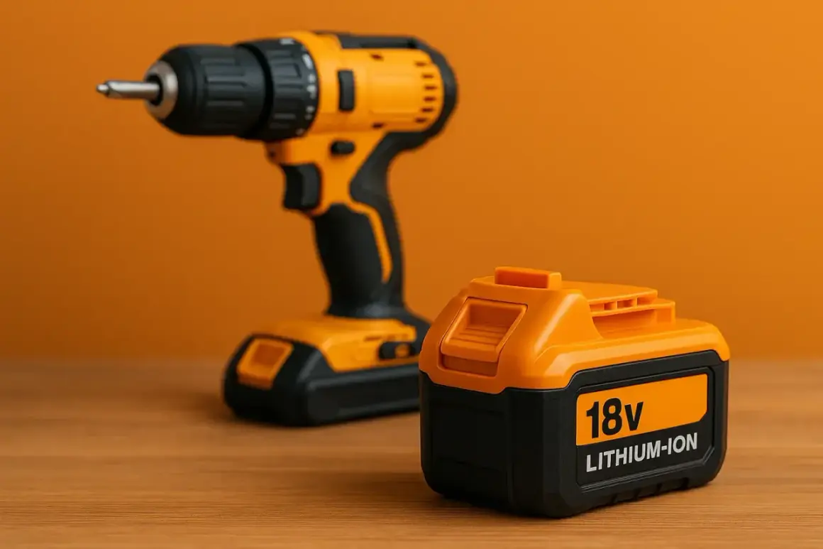 Une batterie de visseuse 18V Lithium-ion, prête à alimenter l'outil. Ah, la puissance !