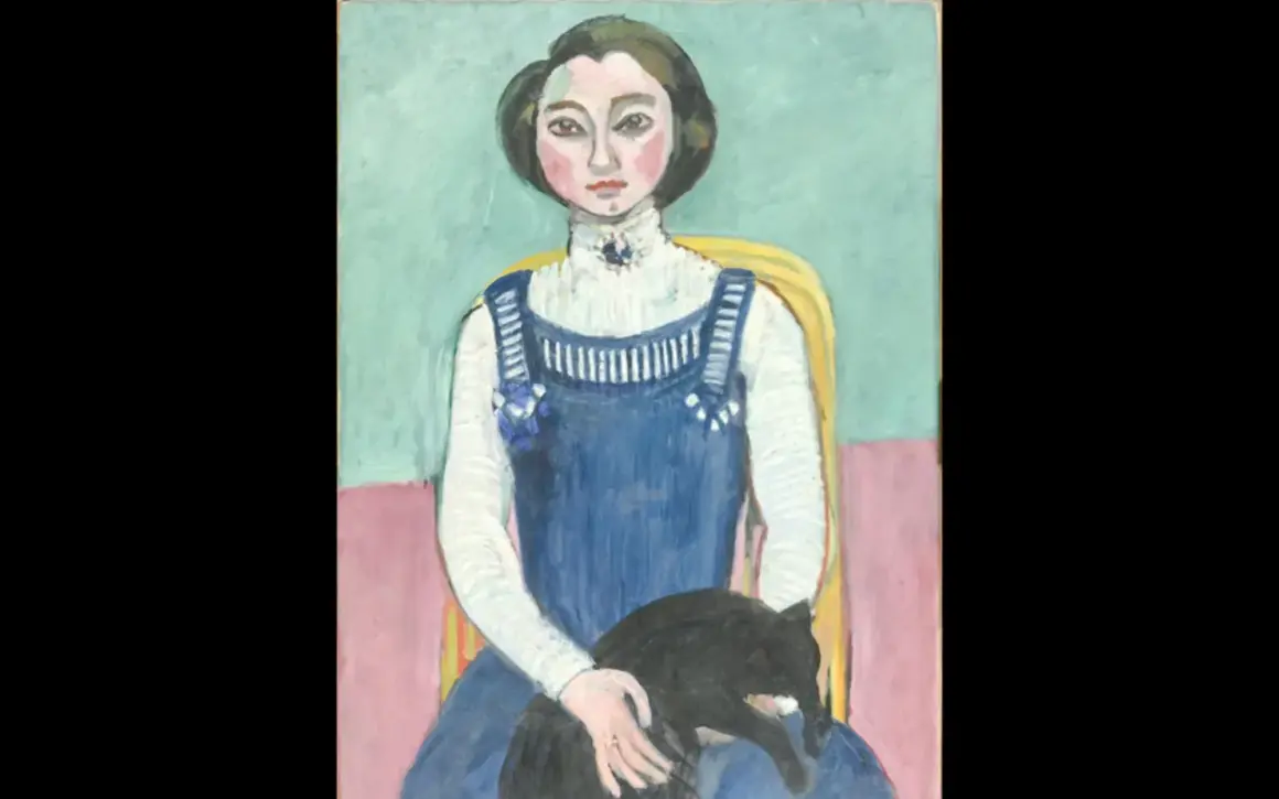 Portret kobiety z kotem, dzieło z kolekcji muzeum sztuki nowoczesnej Paryż.