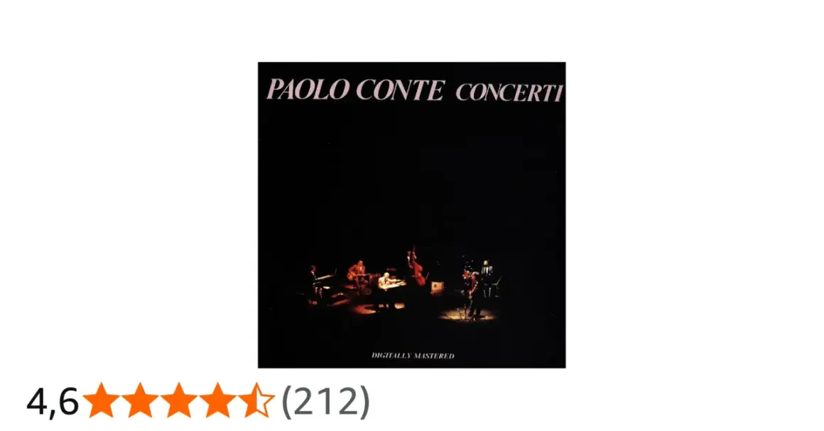Copertina di "Paolo Conte Concerti", parte della sua discografia, con la band sul palco.