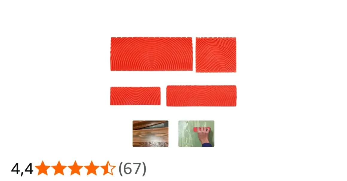 Quattro spatole rosse con texture effetto legno, pronte per creare decorazioni uniche.