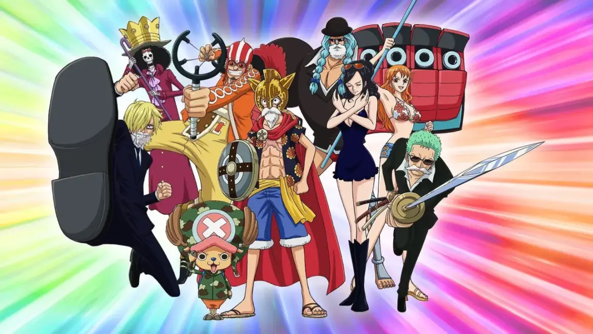 Die One Piece Crew versammelt sich für ein Abenteuer! Von Sanjis Tritt bis zu Zorros Schwert, sie sind bereit für alles.