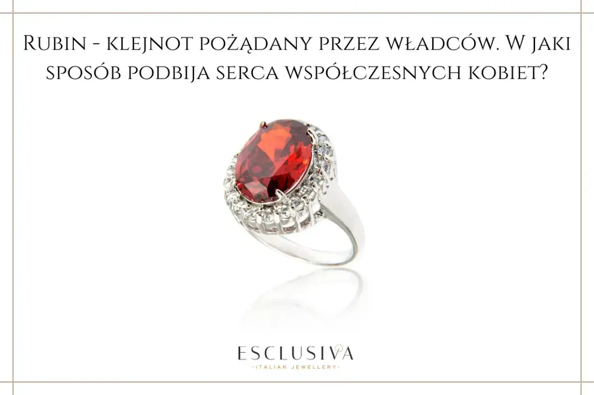 Pierścionek z dużym, owalnym rubinem otoczonym błyszczącymi kamieniami. Ten klejnot, pożądany przez władców, wciąż podbija serca.