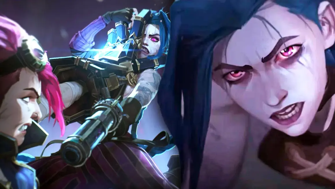 Jinx und Vi im Kampf, ein Vorgeschmack auf die düstere Action von arcane staffel 2.