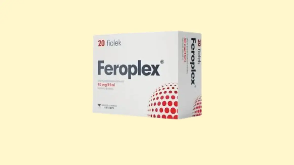 Opakowanie leku Feroplex 40 mg, zawierające 20 fiolek.