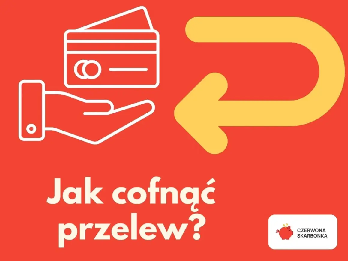 Grafika z ikoną ręki trzymającej kartę i strzałką zwrotną. Pytanie: "Jak cofnąć przelew?". Czy można cofnąć blik?