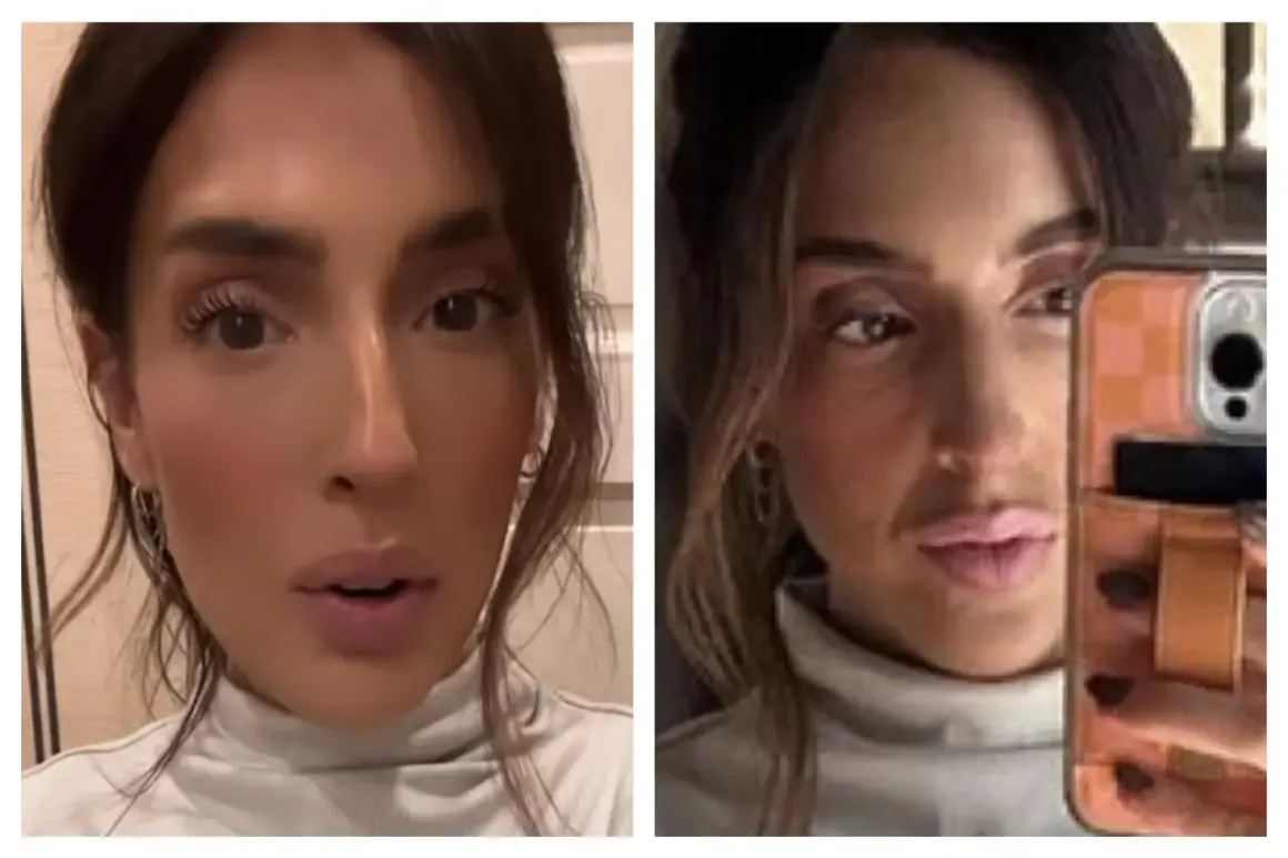 Split screen of a woman with dark hair and light makeup. She's wearing a light grey turtleneck. Chris loves Julia House.