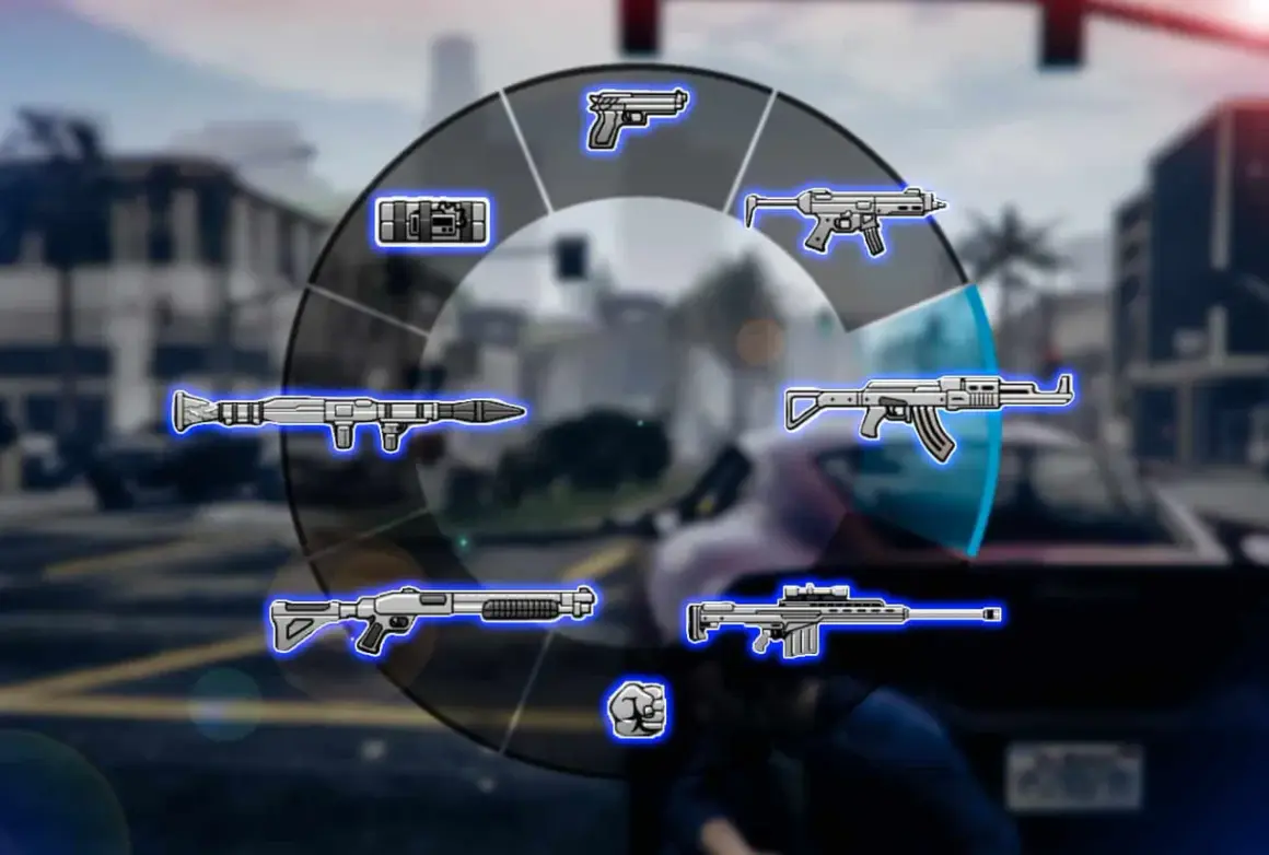 Waffenrad mit Raketenwerfer, Schrotflinte, AK-47 und Scharfschützengewehr. Hier sind die GTA 5 Kody für den Kampf!