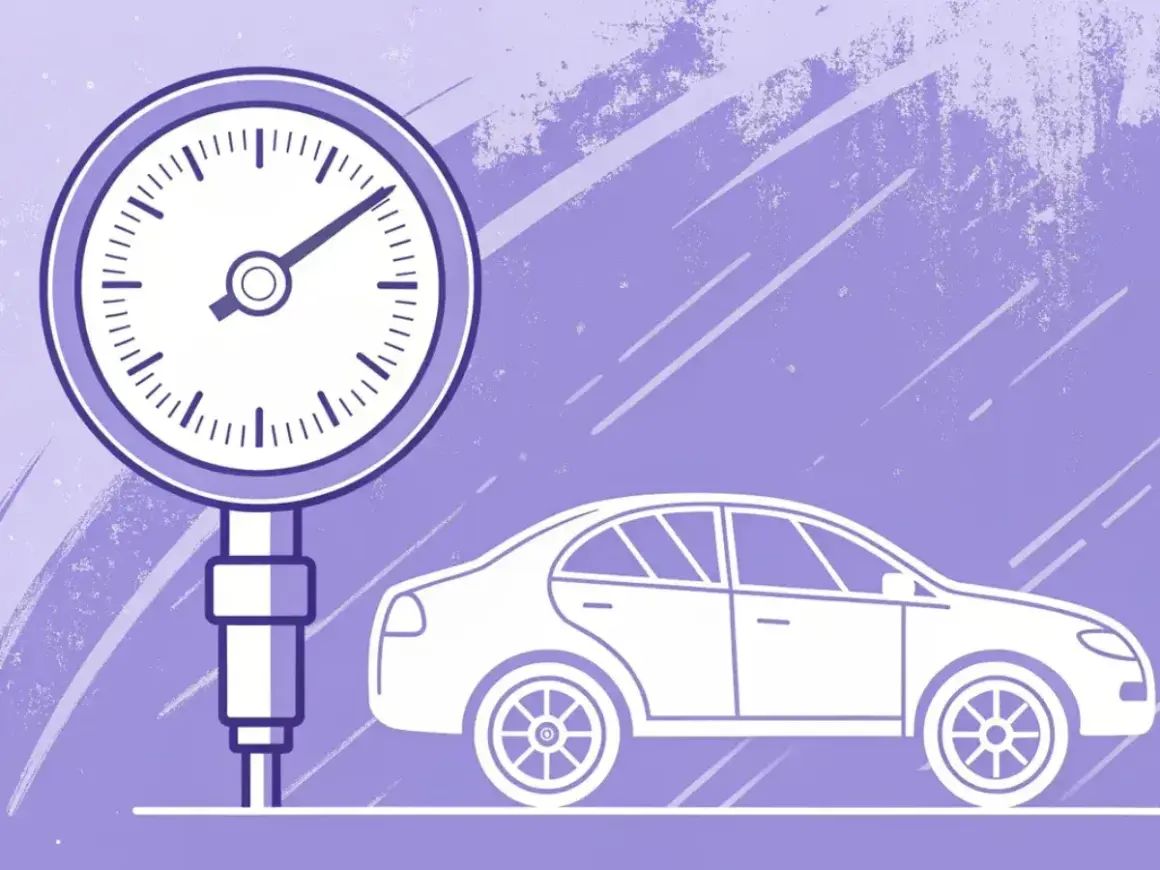 Manomètre indiquant la pression pneu Citroën C3. Illustration stylisée d'une voiture et d'un indicateur de pression.