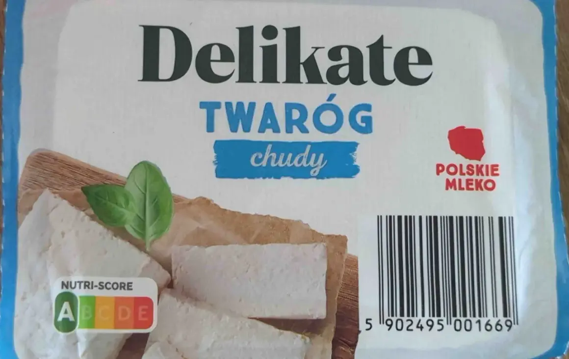 Delikate twaróg chudy, idealny do lekkich posiłków. Na opakowaniu widnieje symbol Nutri-Score A.