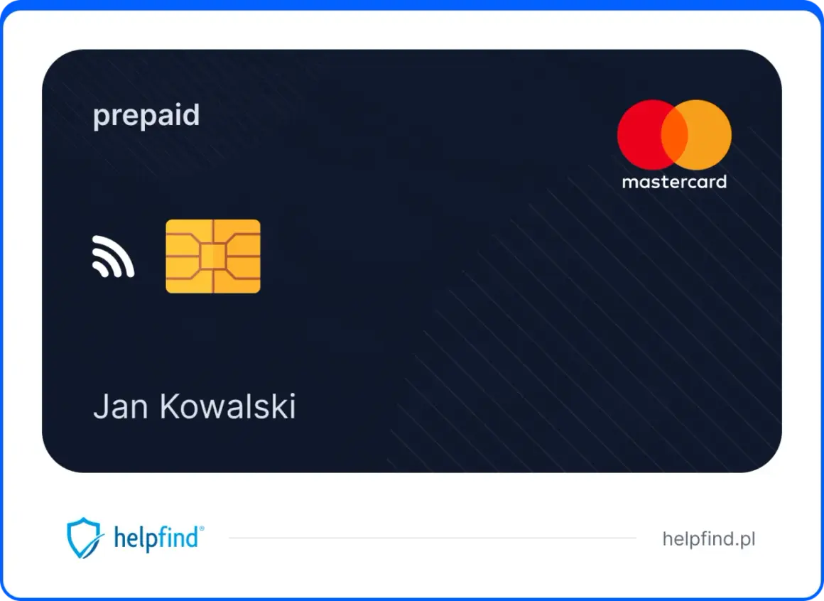 Karta prepaid Mastercard z chipem i symbolem płatności zbliżeniowych, należąca do Jana Kowalskiego. To jeden z rodzajów kart płatniczych.
