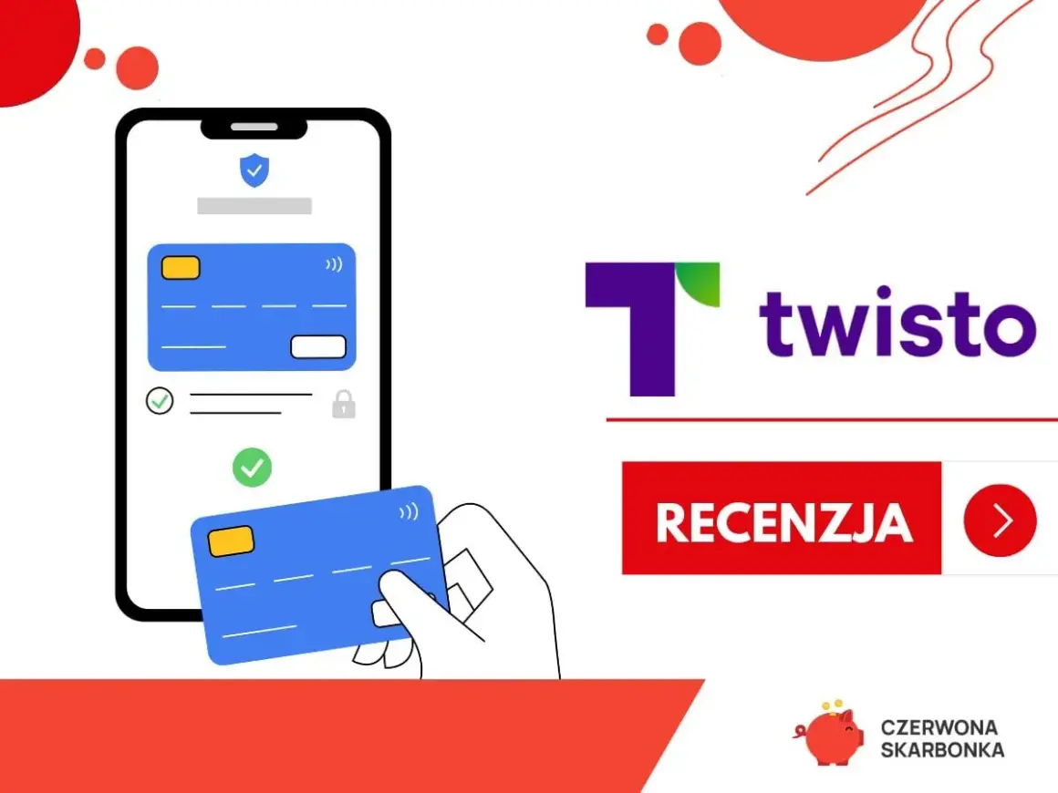Grafika przedstawia smartfon z kartą płatniczą i logo Twisto. Czy Twisto jest bezpieczne? Sprawdź recenzję.