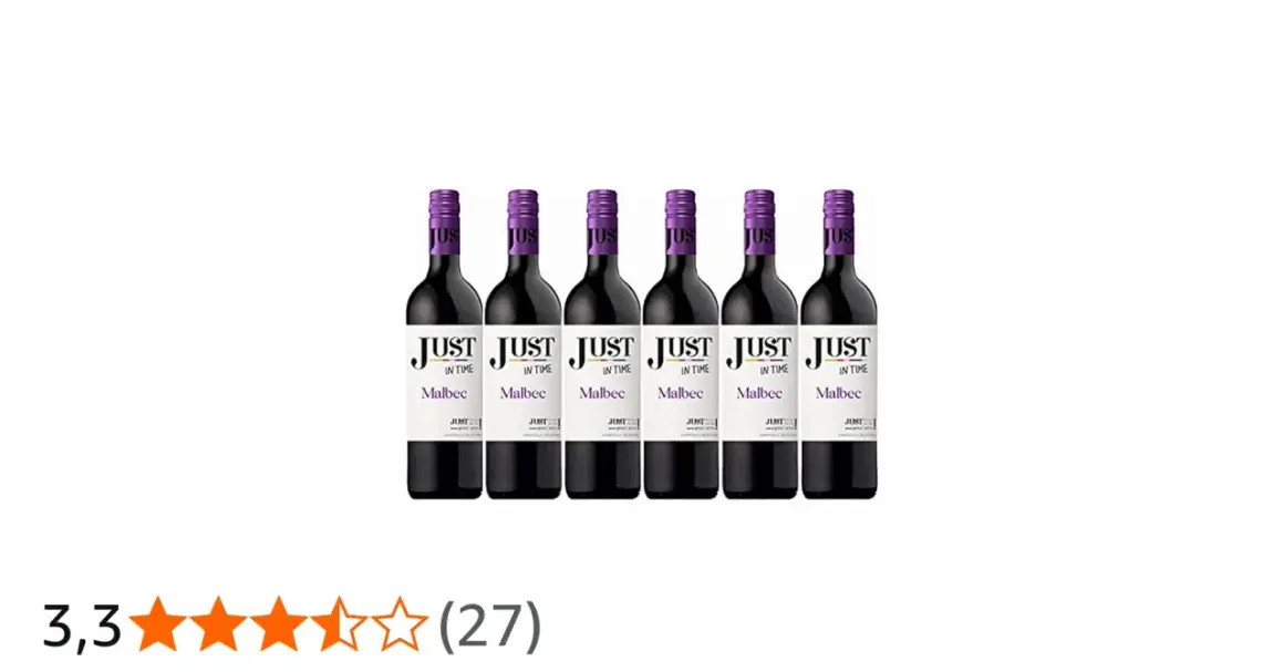 Sechs Flaschen Malbec Wein mit lila Kapseln und weißen Etiketten.