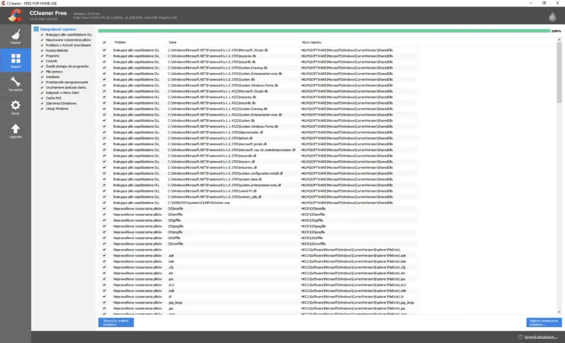 CCleaner Free skanuje komputer w poszukiwaniu problemów, pomagając dowiedzieć się, jak wyczyścić komputer z niepotrzebnych plików.