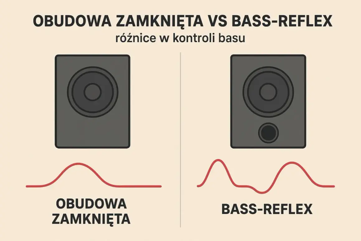 Obudowa zamknięta vs bass-reflex: porównanie kontroli basu. Wykresy pokazują różnice w reakcji basowej.