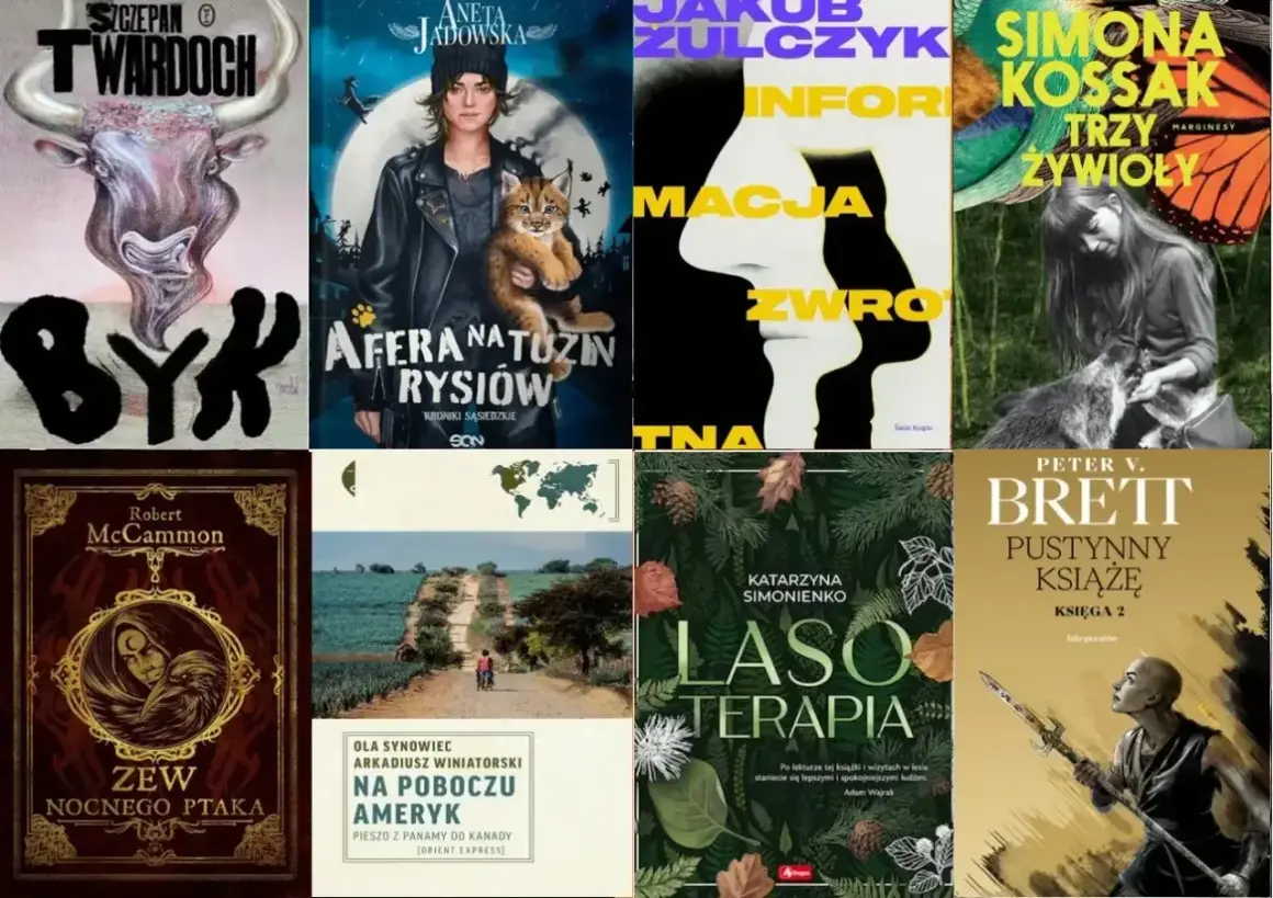 Książki, które warto przeczytać: "Byk", "Afera na tuzin rysiów", "Informacja zwrotna", "Trzy żywioły", "Zew nocnego ptaka", "Na poboczu Ameryk", "Lasoterapia", "Pustynny książę".