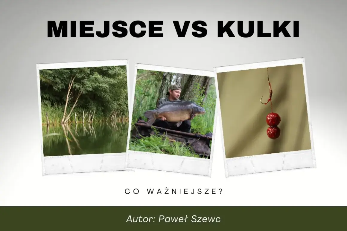 Miejsce czy kulki? Wędkarz z karpiem i przynęty na karpia. Co ważniejsze?