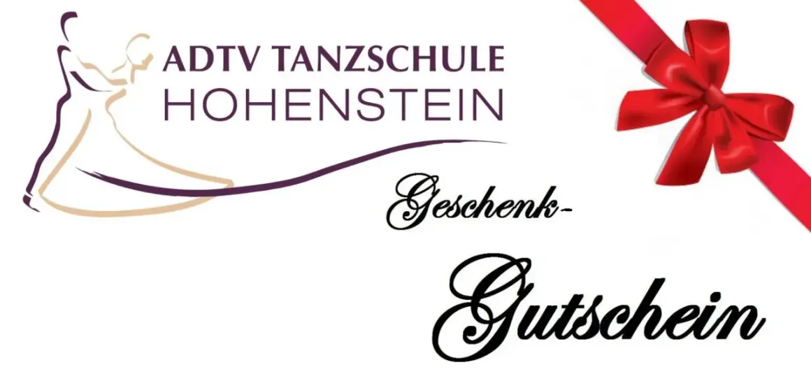 Tanzschule Hohenstein: Ein Geschenkgutschein, verpackt mit einer roten Schleife, wartet darauf, Freude zu schenken.