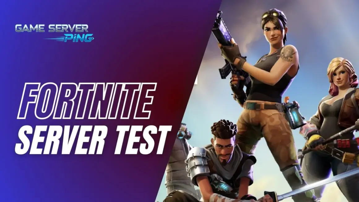 Grafika z napisem "Fortnite Server Test" i postaciami z gry. Sprawdź, o której będą serwery w Fortnite, aby nie przegapić testów!