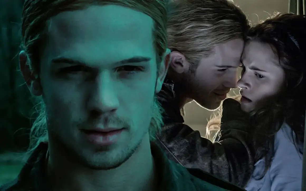 Cam Gigandet i en kuslig scen. En ung man med långt hår tittar mot kameran, medan en annan man och en kvinna är nära varandra i bakgrunden.