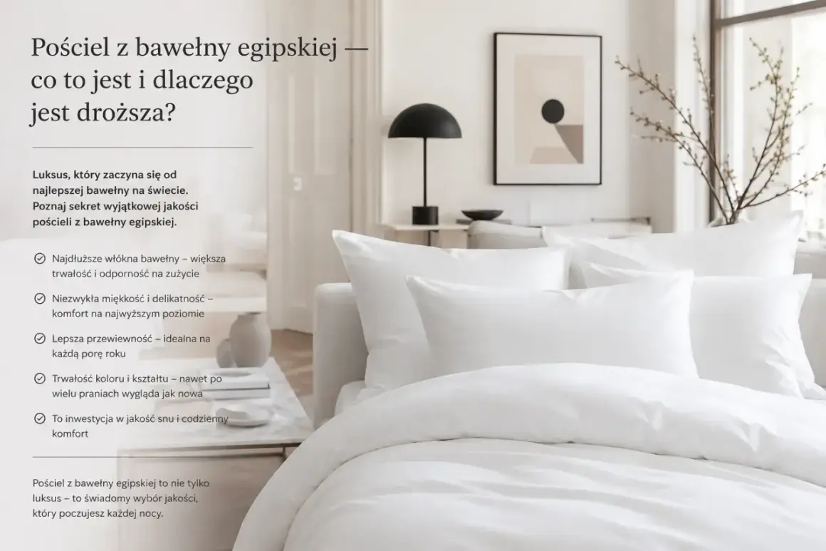 Biała pościel z bawełny egipskiej, symbol luksusu i komfortu. Jej wyjątkowa jakość zapewnia niezrównaną miękkość i trwałość.