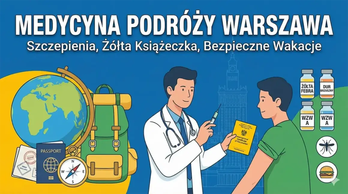 Lekarz podaje szczepionkę przeciwko żółtej febrze, przygotowując pacjenta do bezpiecznych wakacji.